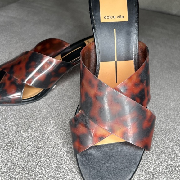 Dolce Vita Leopard Print Slide On Heels - Picture 2 of 3